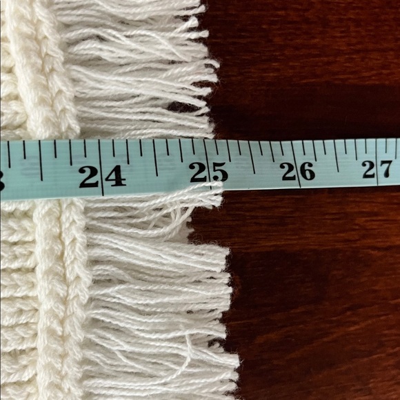 Talbots Womens Mixed Knit Open Front Cardi L Black White Texture Fringe Hemline - Picture 12 of 13